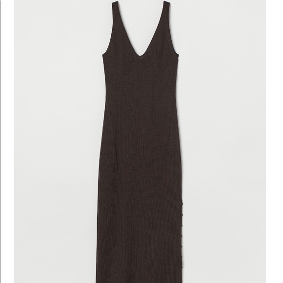 H&M Chocolate Brown Rib-Knit Dress Sz S - Picture 3 of 7